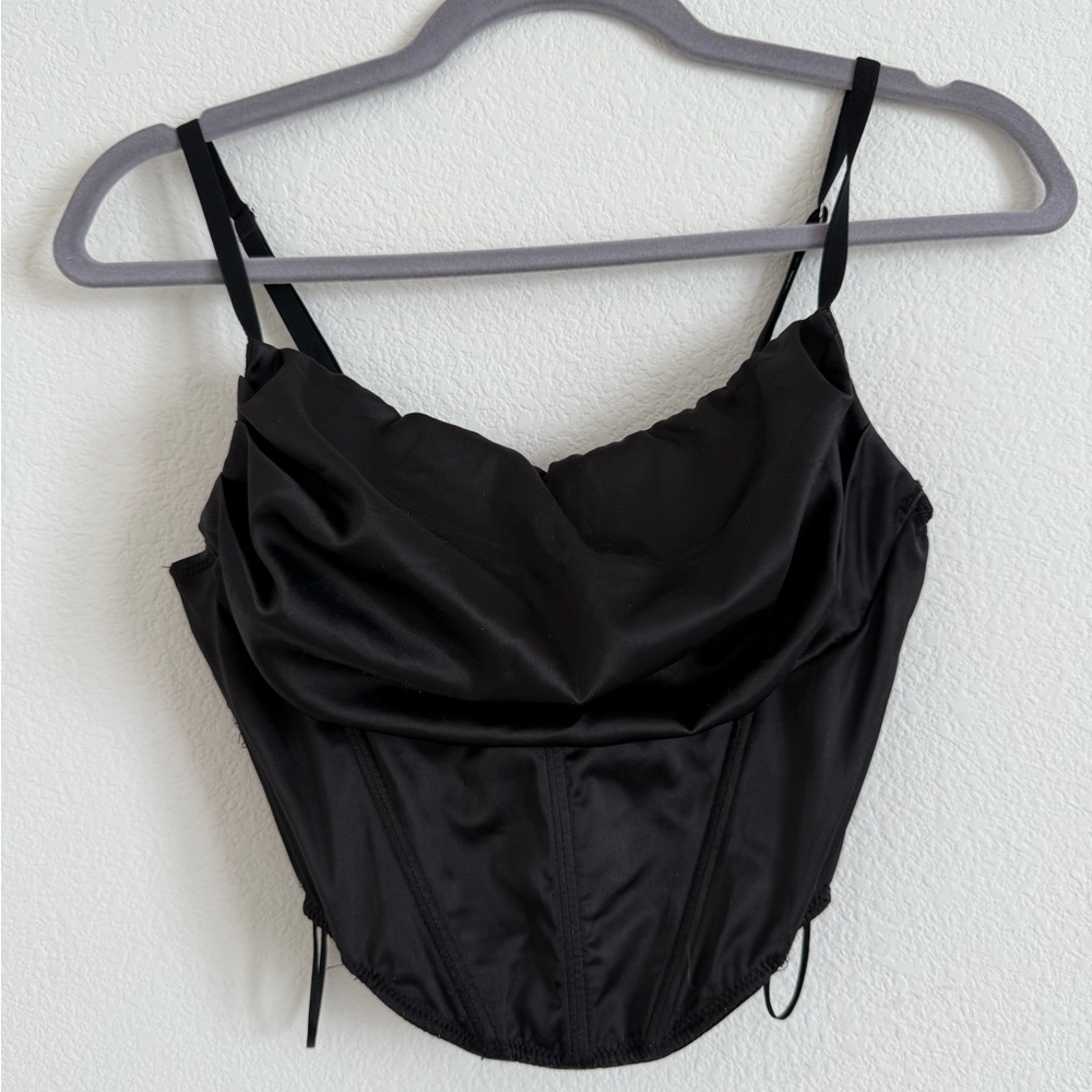 Black Satin Corset Top